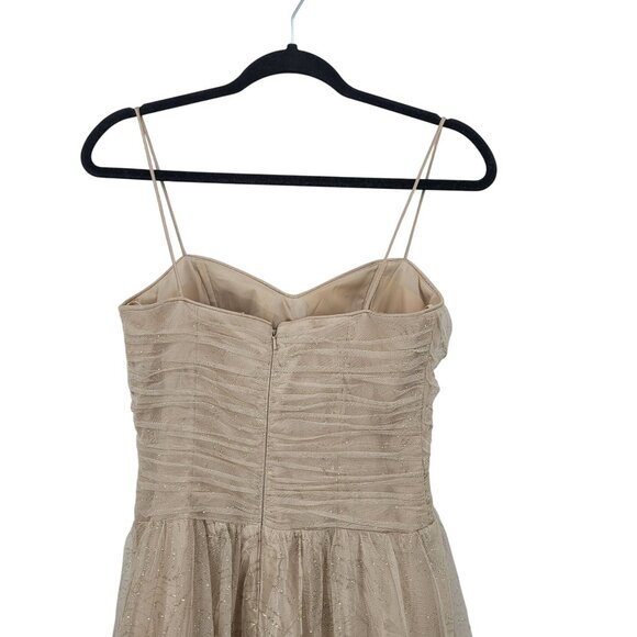 Champagne Corset Spaghetti Strap Gold Glitter Formal Gown Sz 4 Fairy Grunge Glam - Picture 6 of 11